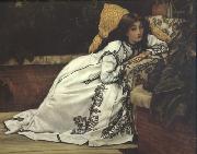 James Tissot Jeunes Femmes Regardant Des Objets Japonais (Young Ladies Looking At Japanese Objects) (nn01) oil painting